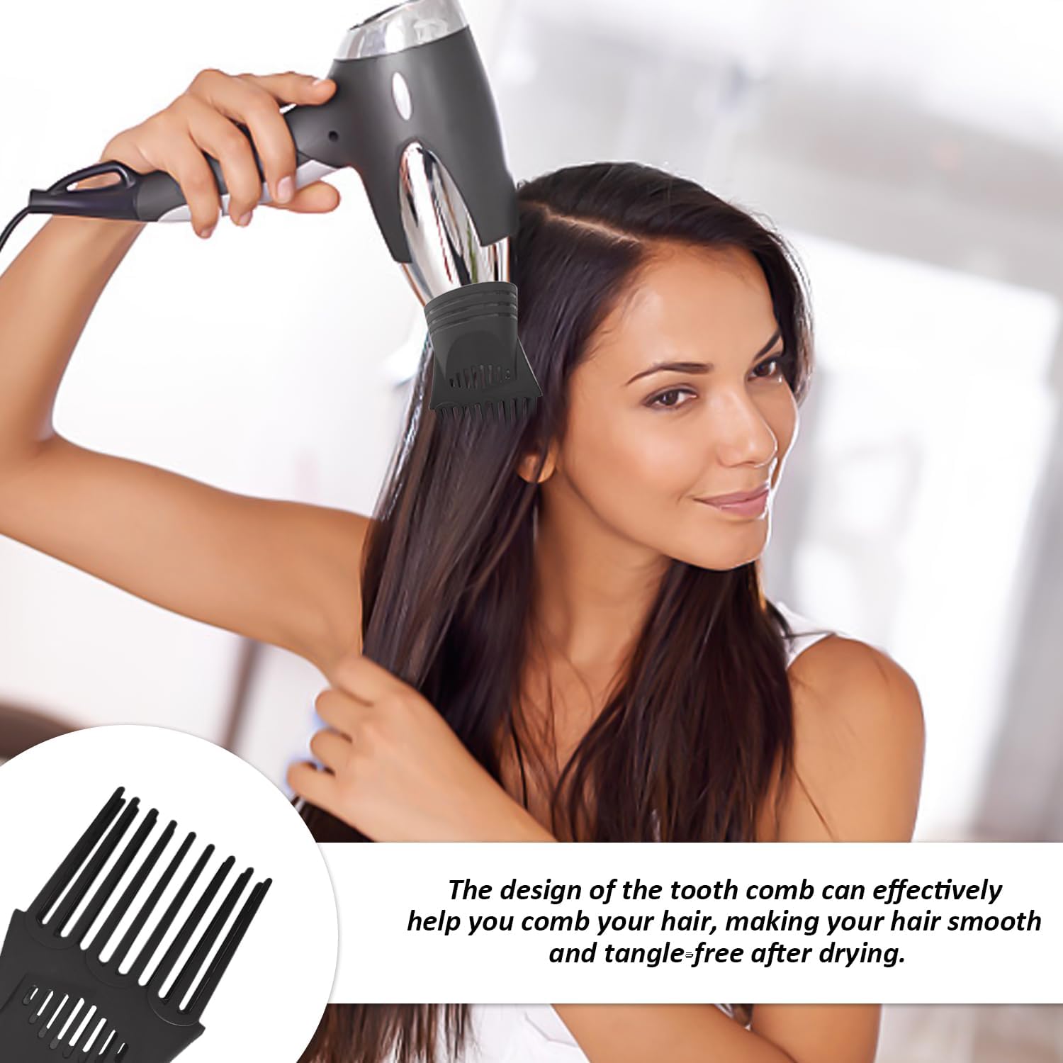 Embout sèche-cheveux universel - 2 pièces, diffuseur & peigne, adaptabilité large