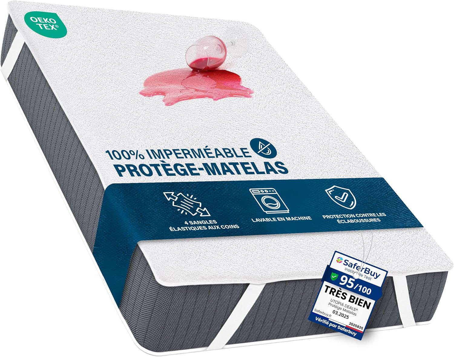 Utopia Bedding - Protège Matelas - 140x190 cm - Imperméable, Oeko-TEX, 4 coins élastiques, respirant