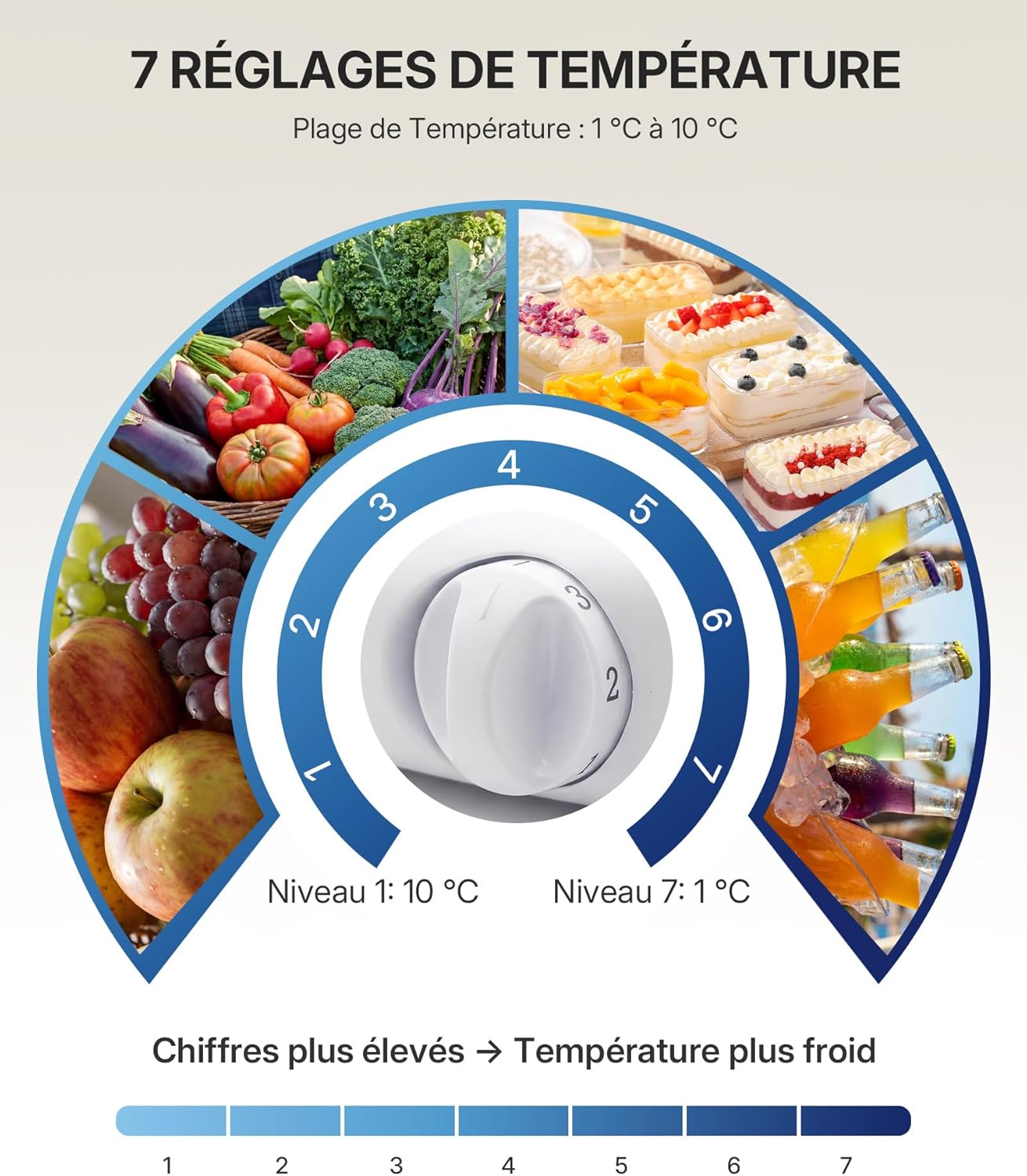Upstreman - CR91 - 91L - Frigo compact argenté, thermostat réglable, silencieux