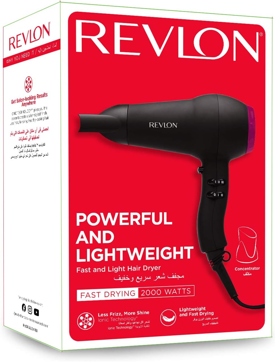 Revlon - sèche-cheveux rapide et léger, 2000W - compact - RVDR5823