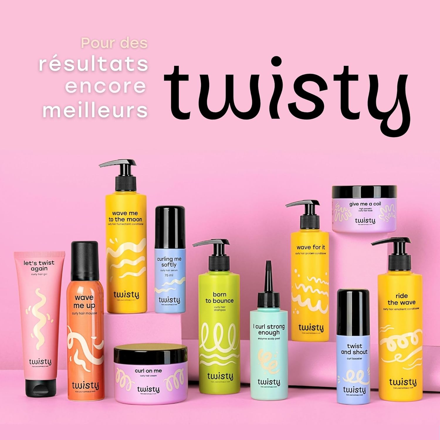 TWISTY - Kit boucles naturelles, crème, mousse, booster - définition et brillance
