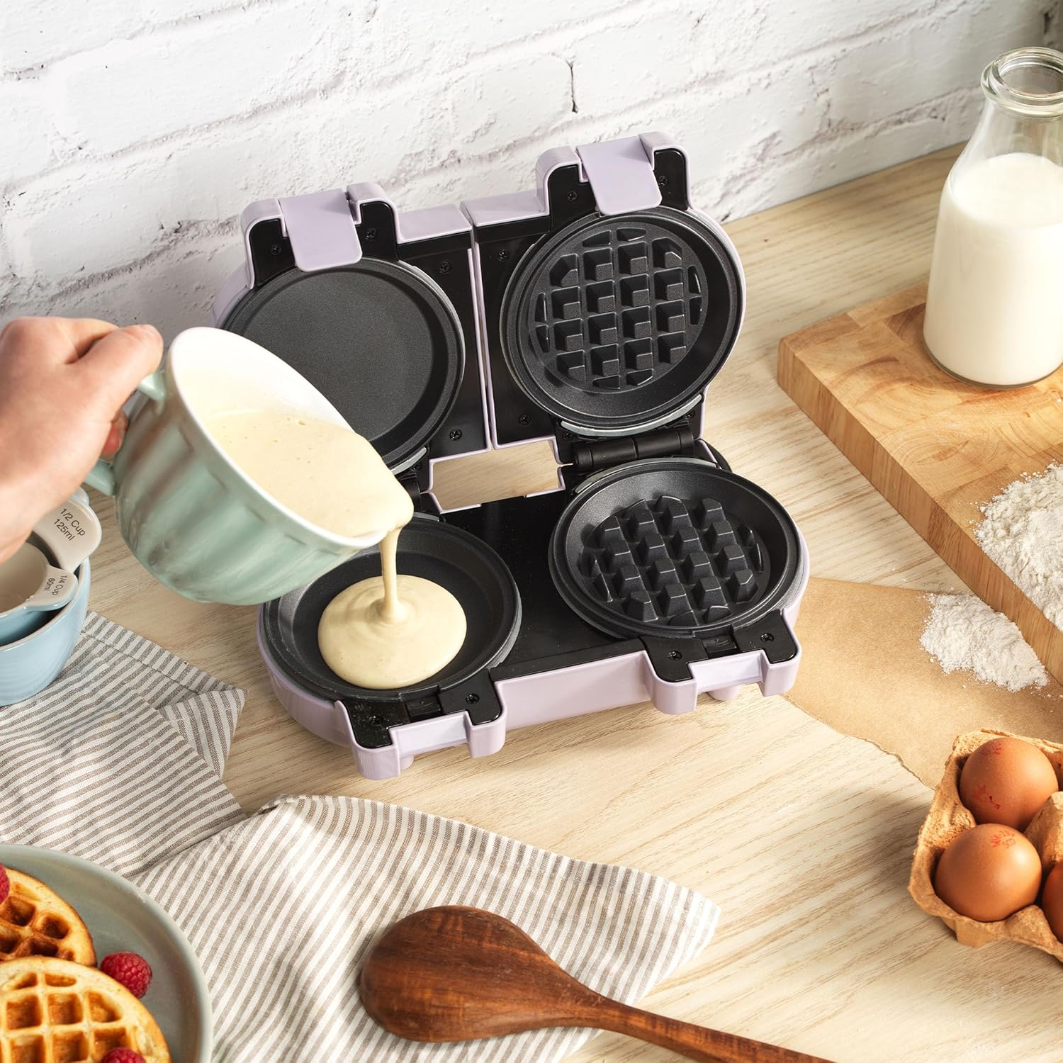 Giles & Posner - Double Waffle Maker - compact - plaques antiadhésives amovibles