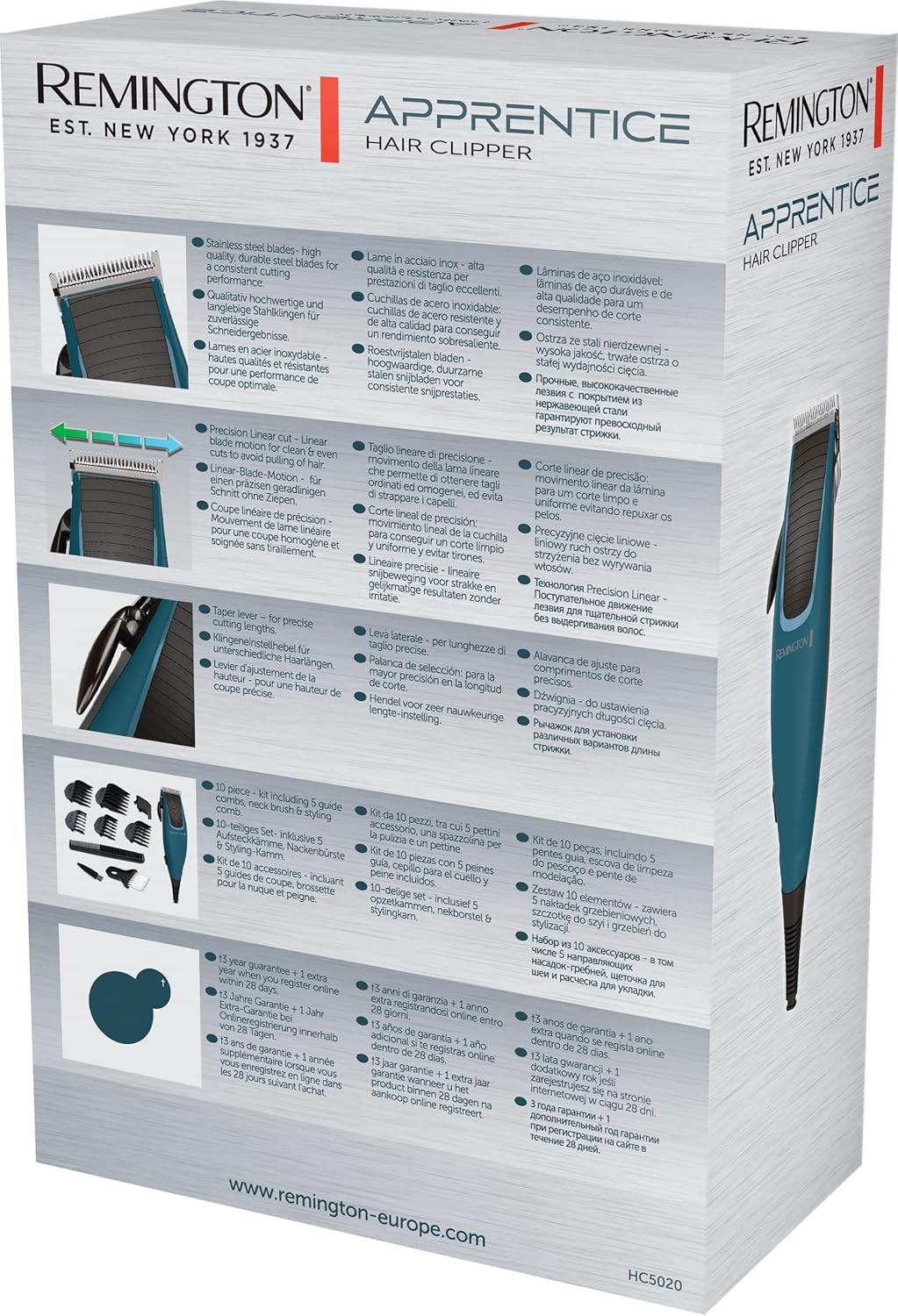 Remington - Apprentice - lames inox, 5 sabots, accessoires, HC5020