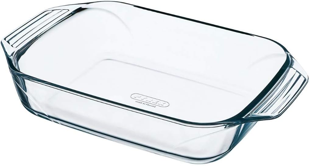 Pyrex - Plat à Four rectangulaire 39x25 cm - Verre borosilicate, ultra-résistant, poignées ergonomiques