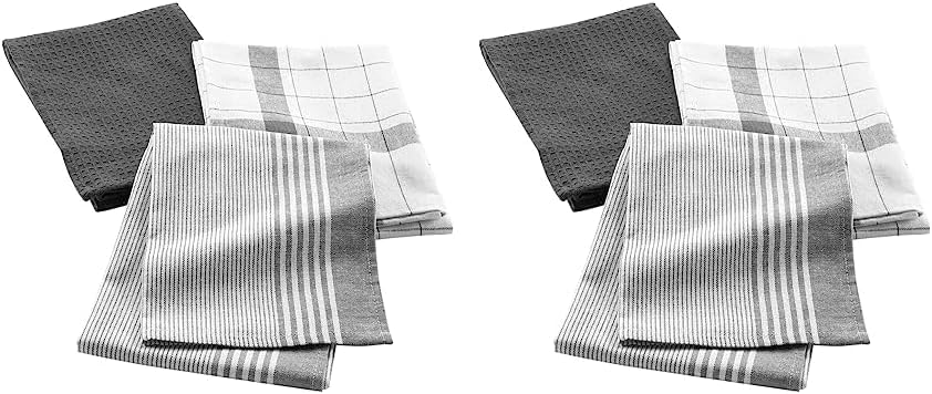 Douceur d'Intérieur - Vibrato Anthracite - 50x70 cm - torchons coton, lot de 2