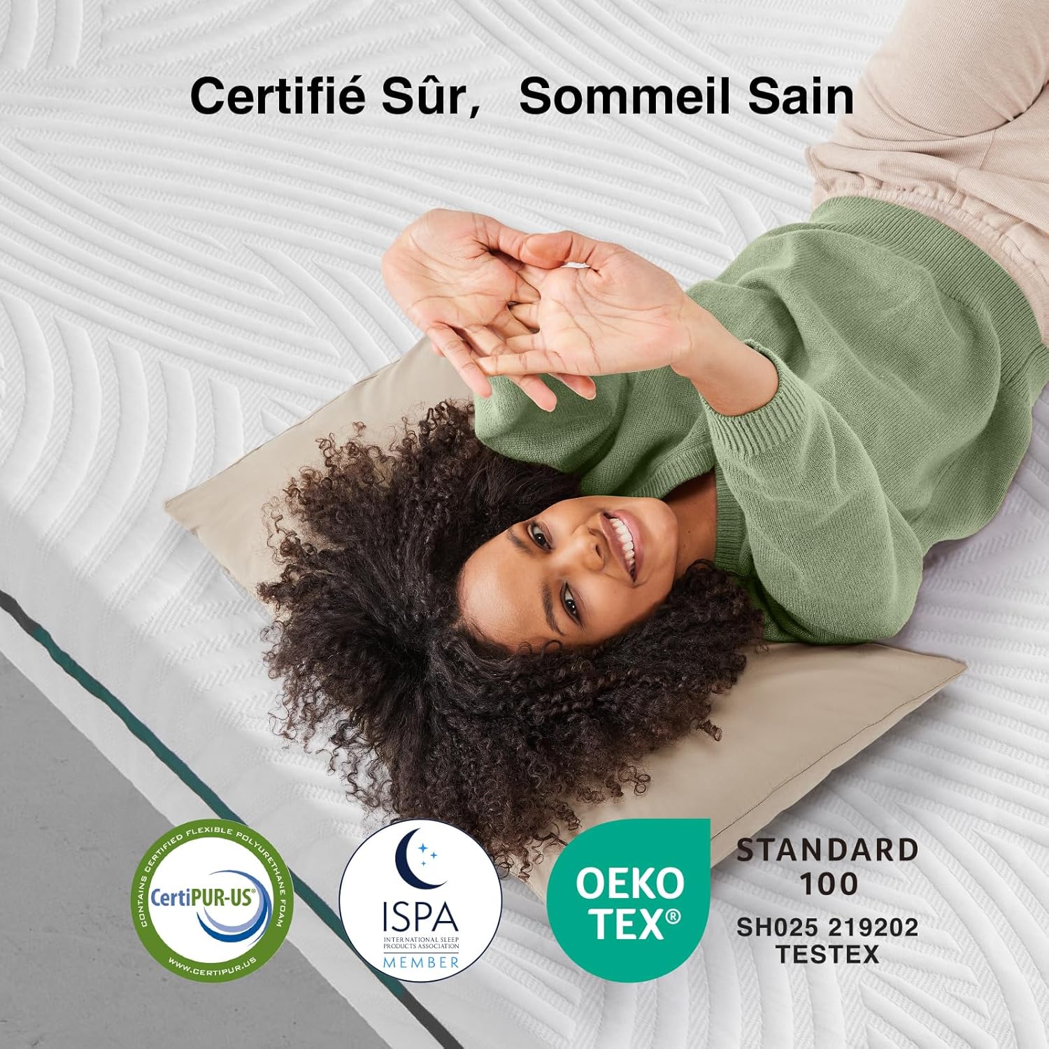 Novilla - surmatelas série mémoire de forme - 90x200 cm - 7,5 cm, housse lavable, antidérapant