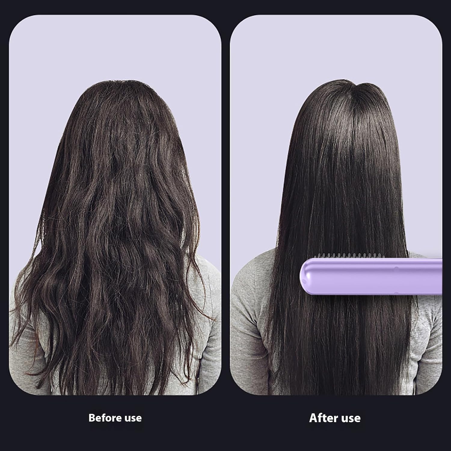 Brosse chauffante cheveux courts - 3 niveaux, LED, USB rechargeable, portable