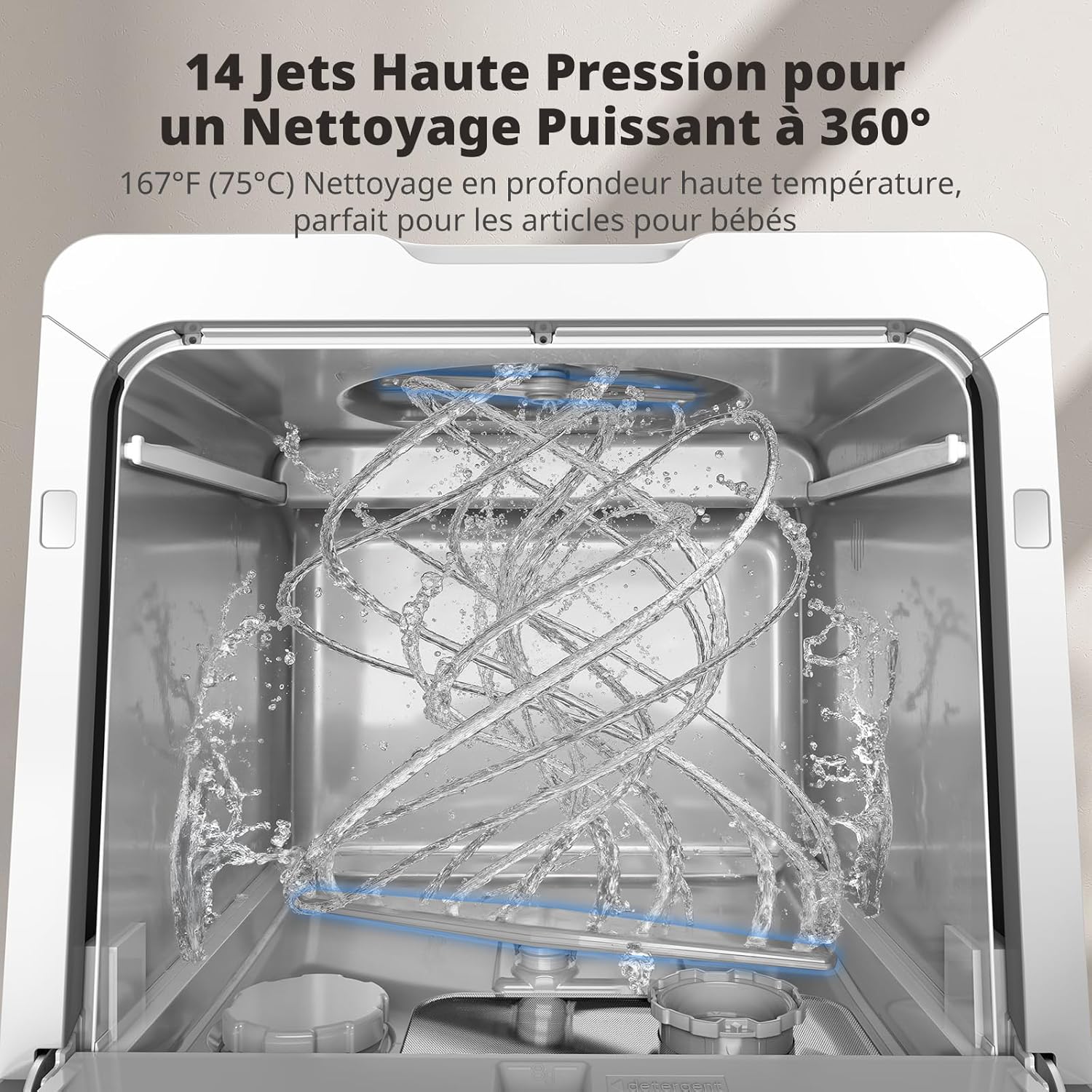 AIRMSEN - Mini lave-vaisselle portable 5L - 8 programmes, départ différé, sécurité enfant