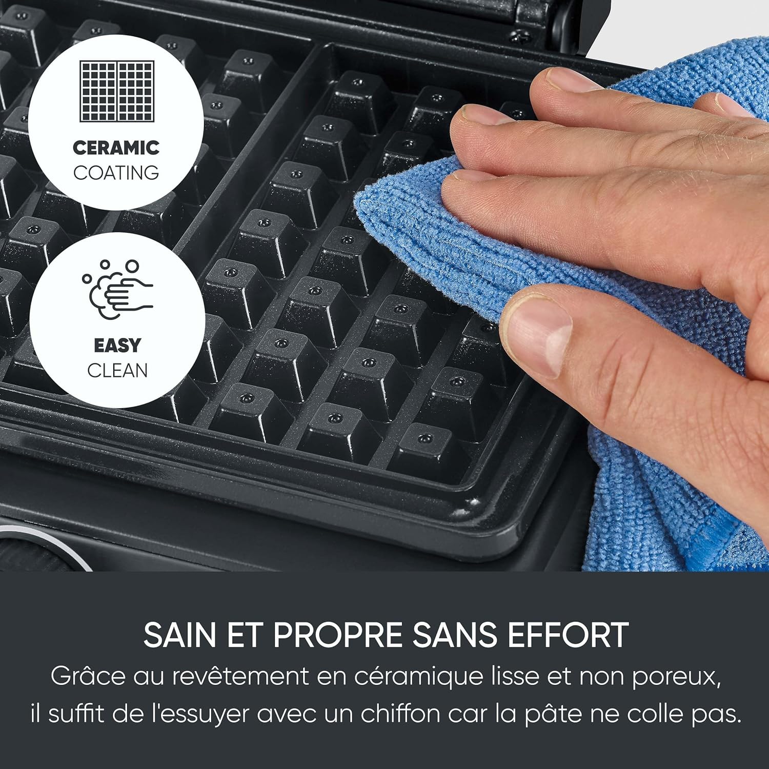 SEVERIN - Gaufrier compact 1600W, antiadhésif, sans PFAS, moelleux-croustillant, WA 2130