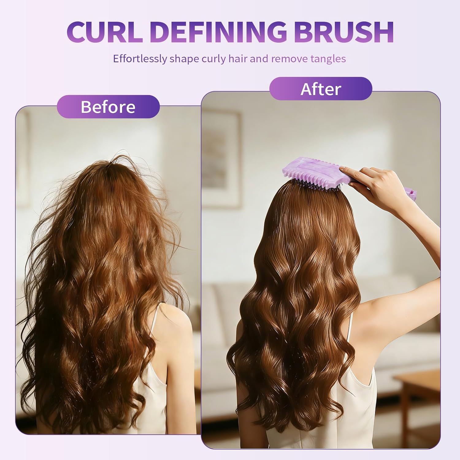 Brosse coiffante - modèle violet - nettoyage à griffes - pour boucles définies et fixation cheveux