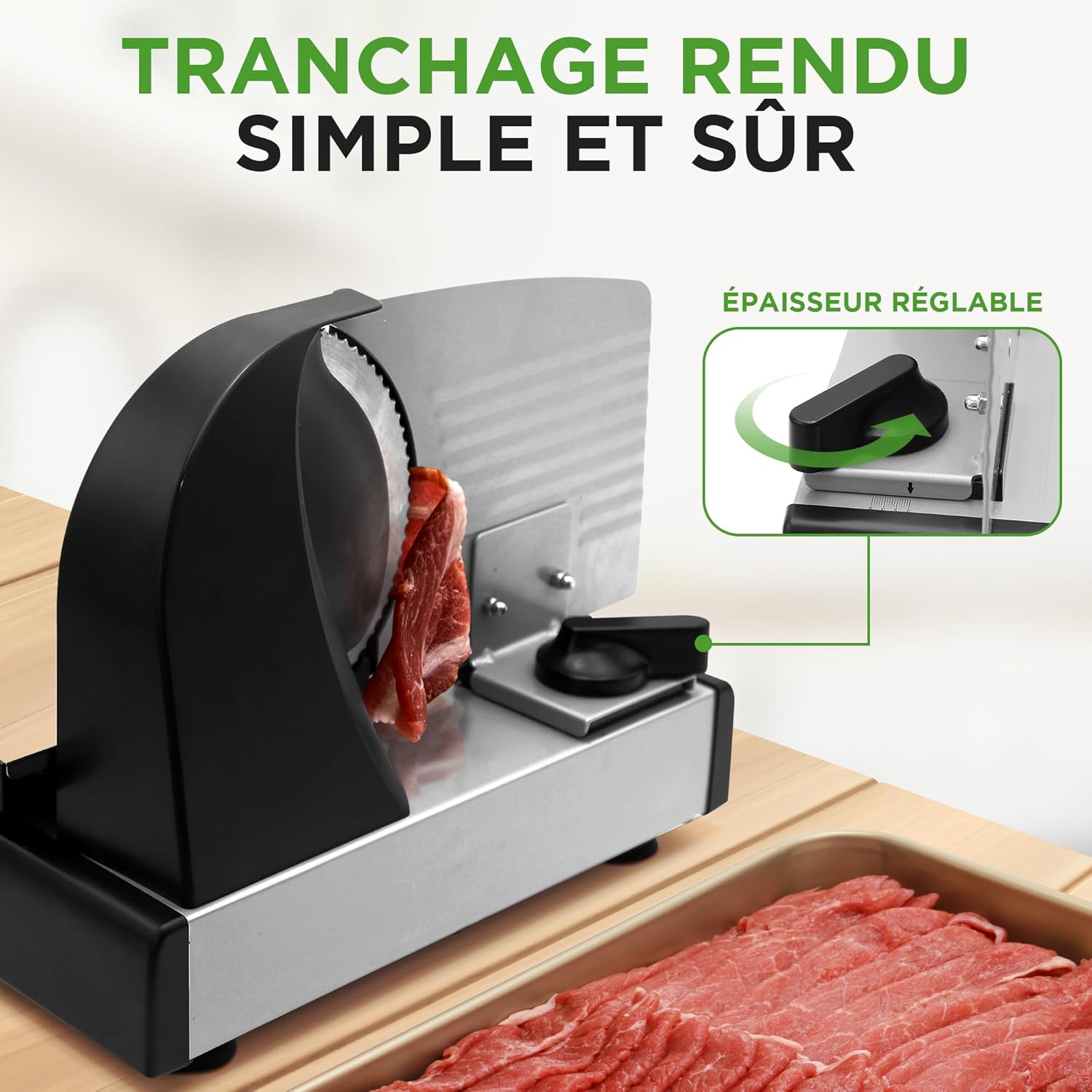 NutriChef - trancheuse électrique 200W, lame 19cm, épaisseur réglable