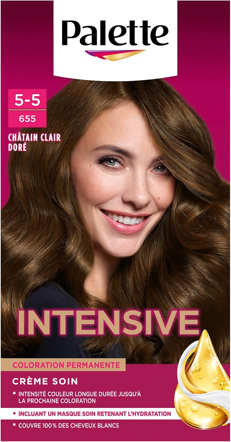 Schwarzkopf - Palette coloration permanente - couvre cheveux blancs, soin longue durée, châtain clair doré - 655