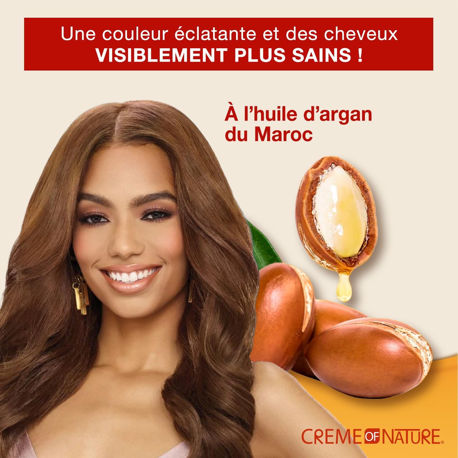 Creme of Nature - Argan Oil Coloration Permanente - couvre 100% cheveux blancs, cheveux bouclés à crépus, 7.3 Châtain do