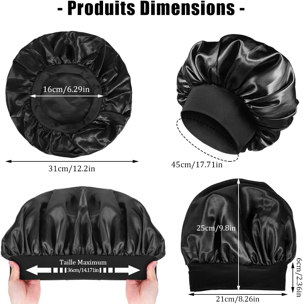 Bonnet satin nuit - soin cheveux soyeux - élastique confortable