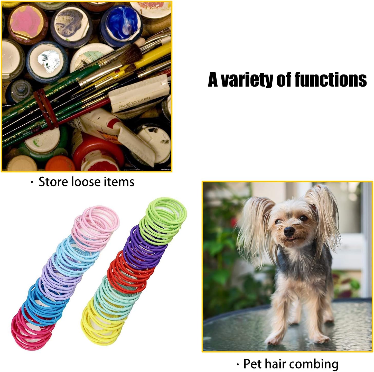 Elastiques à cheveux - lot de 200 - 2,5 cm - multicolore, caoutchouc, enfants