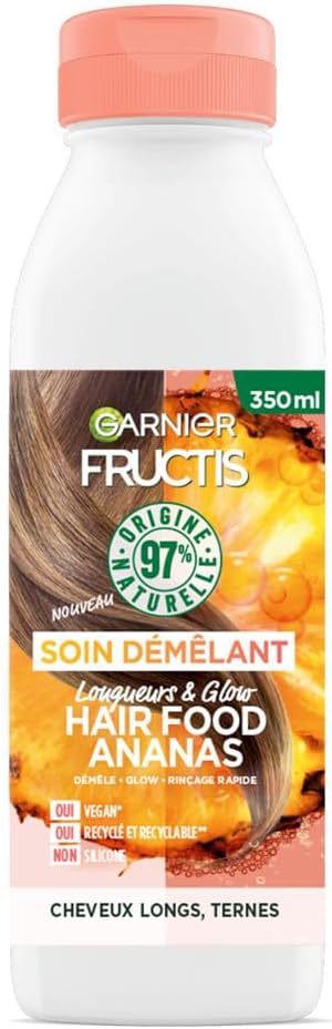 Garnier - Fructis Hair Food - 350 ml - Après-shampooing vegan, 97% naturel, pour cheveux longs et ternes