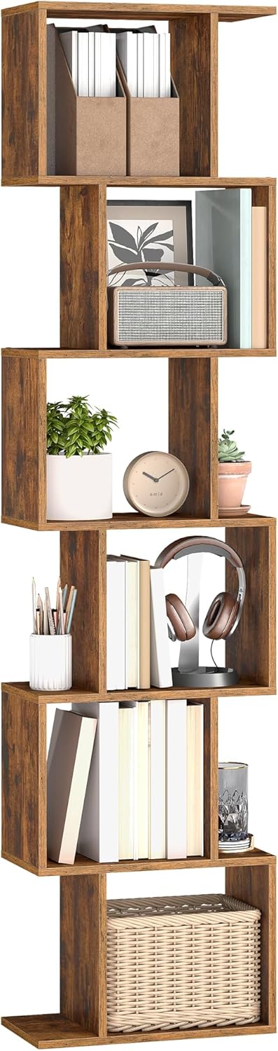 VASAGLE - bibliothèque (série non précisée) - 24x40x191 cm - 6 niveaux, rangement, cloison, marron rustique, LBC461K01