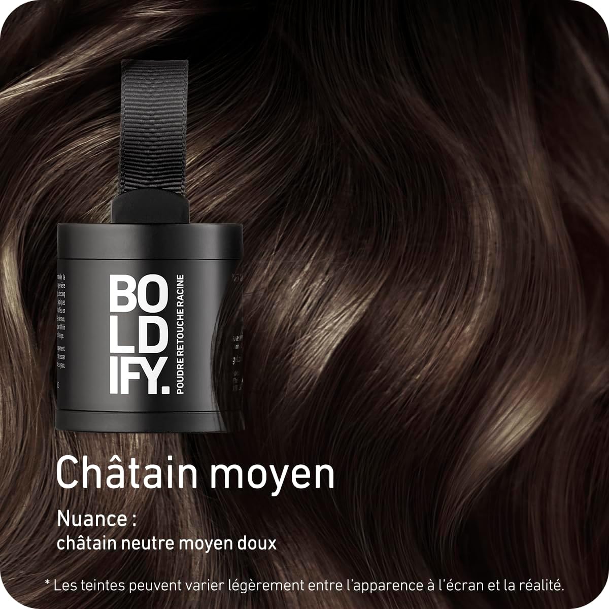 Boldify - Poudre cheveux châtain moyen - 10g - cache racines, camoufle gris