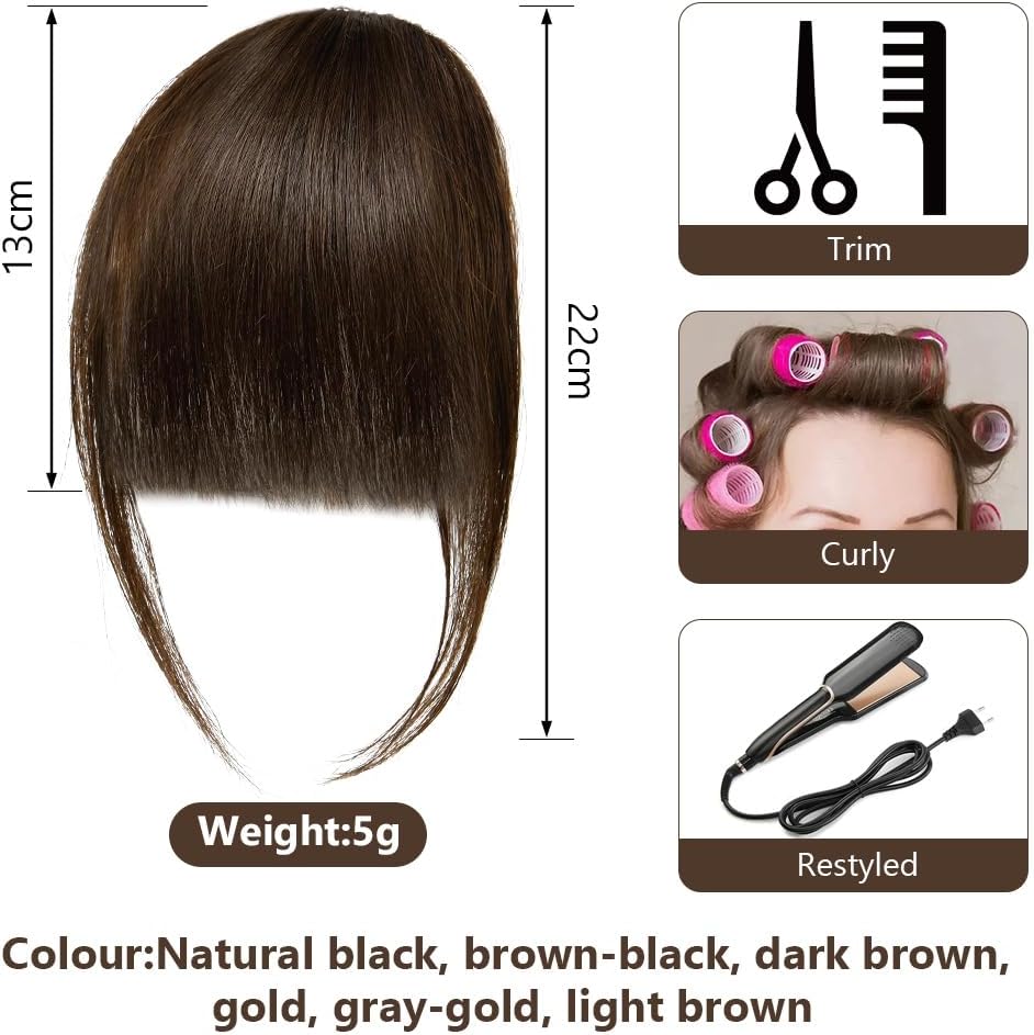 LOPHE - Frange à clip cheveux humains - marron foncé - bangs tressés