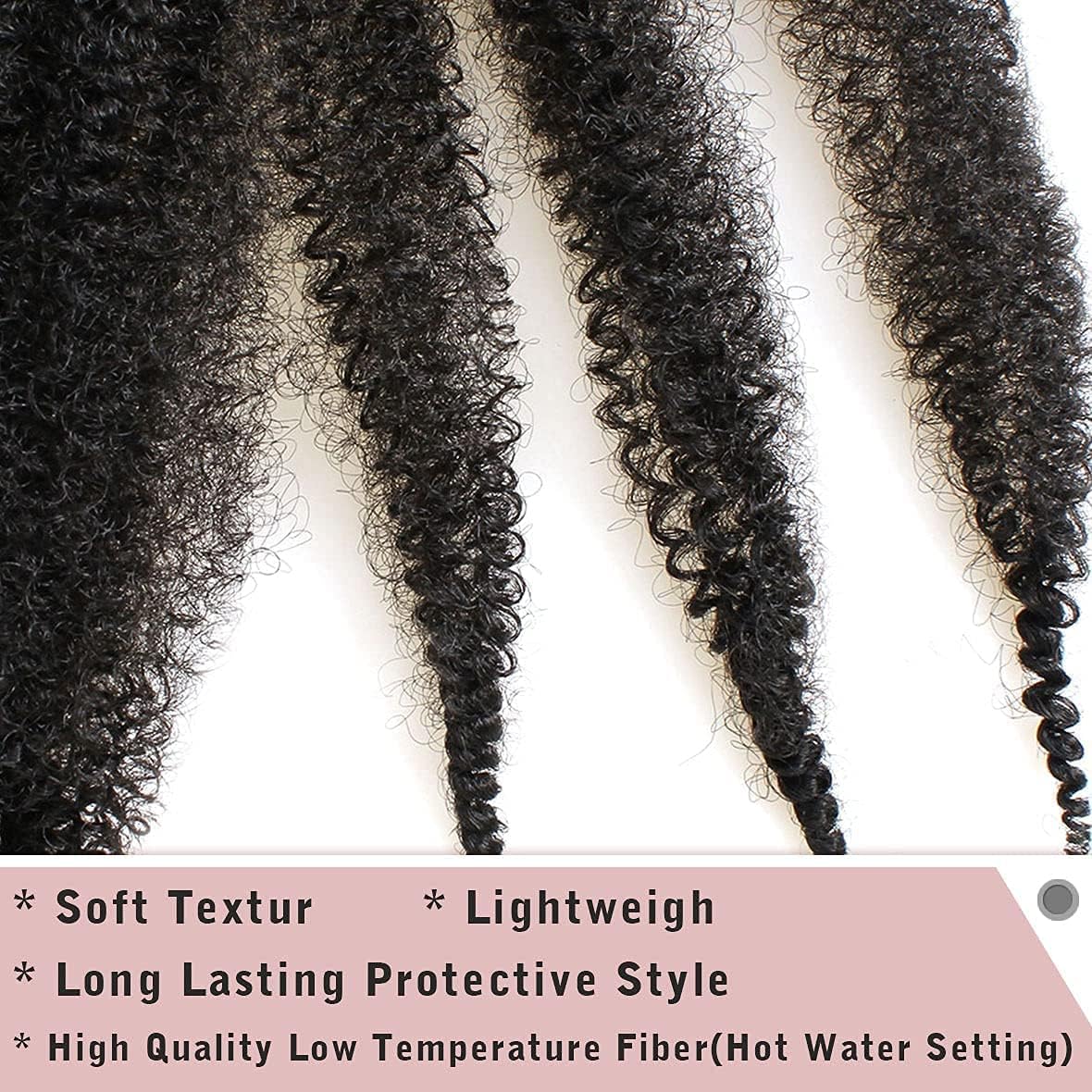 Xtrend - Soft Springy Afro Twist - 16 pouces - 3 packs, cheveux prérépartis, synthétiques, spécial faux locs, 1B#