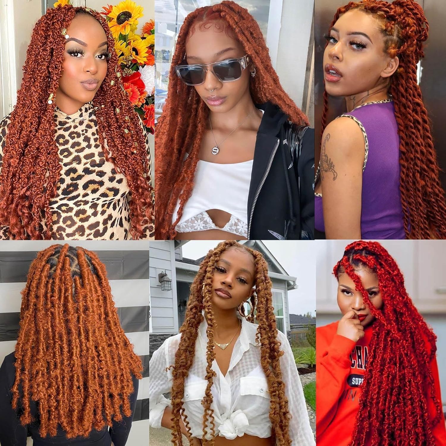 Xtrend - extensions afro torsadées - 30,5 cm - lot de 3, souples, rouge cuivré, 8 mèches/lot, pré-séparées, naturelles, 