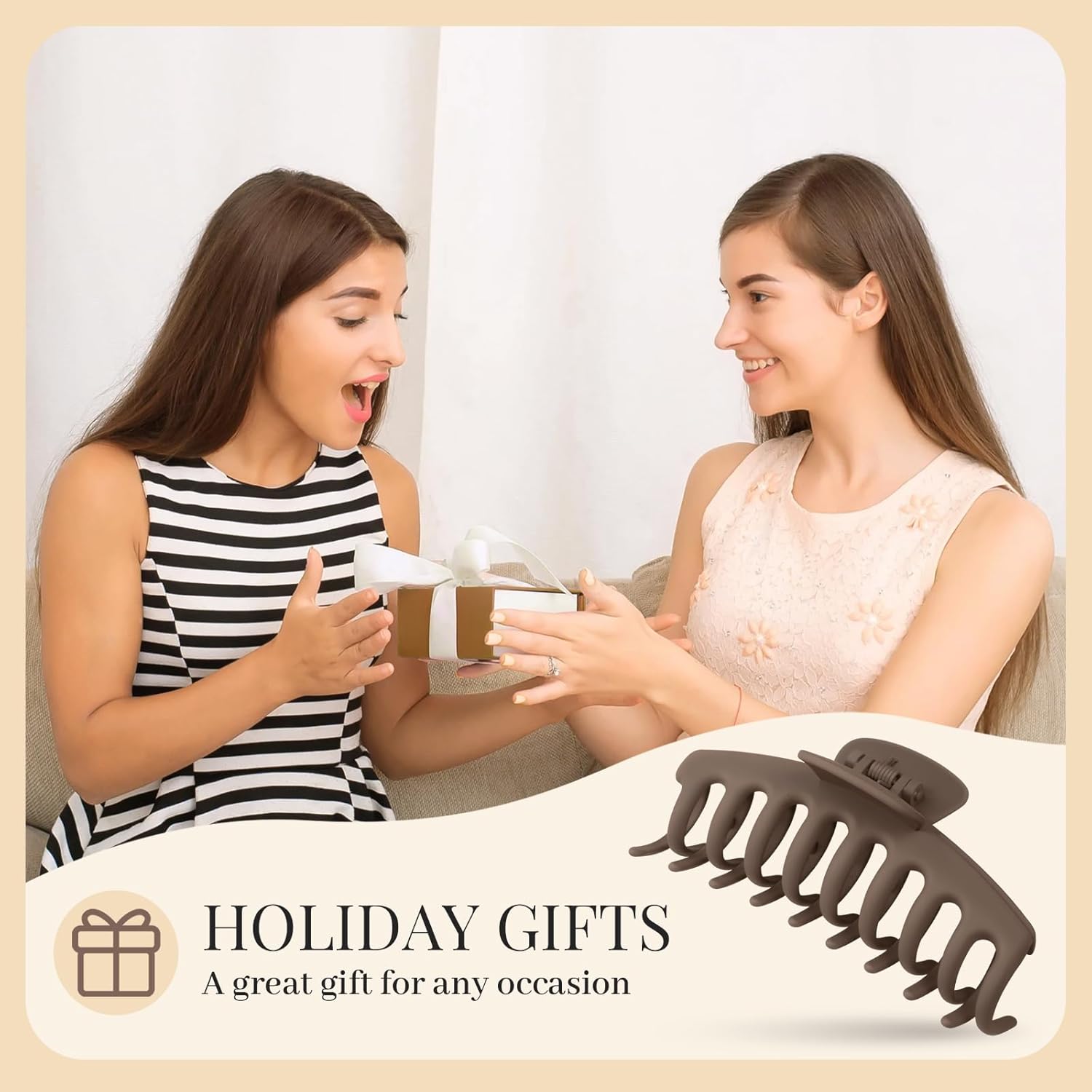 Kavya - 8 pinces cheveux femme - 10.5cm - grip antidérapant, épais