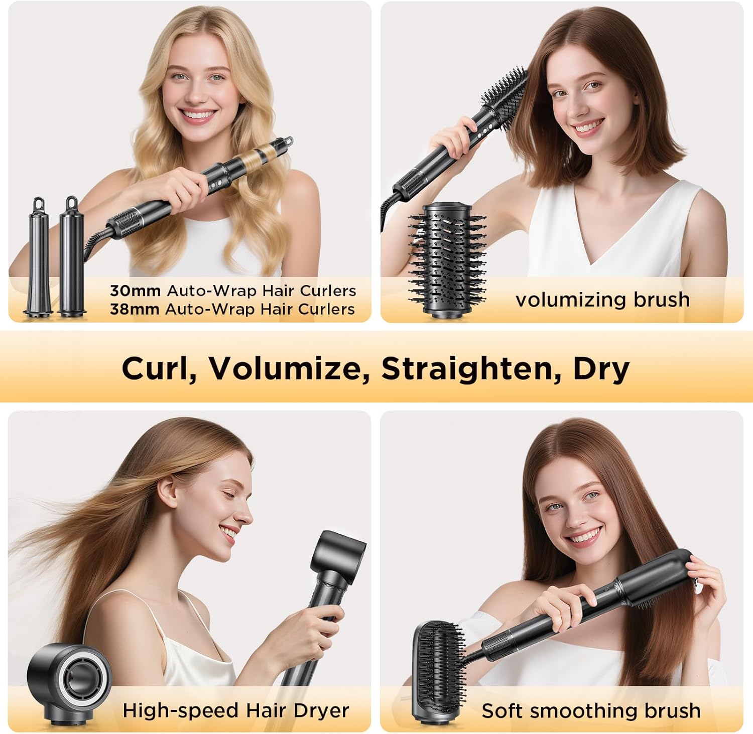 AirStyle - multistyler 5 en 1 - 30mm/38mm - moteur haute vitesse, ionique