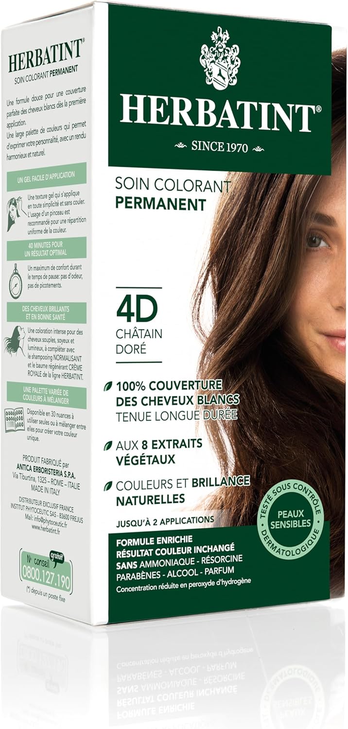 Herbatint - Soin Colorant Cheveux 4D - 150 ml - Sans ammoniaque, 100% couvrance, testé dermatologiquement