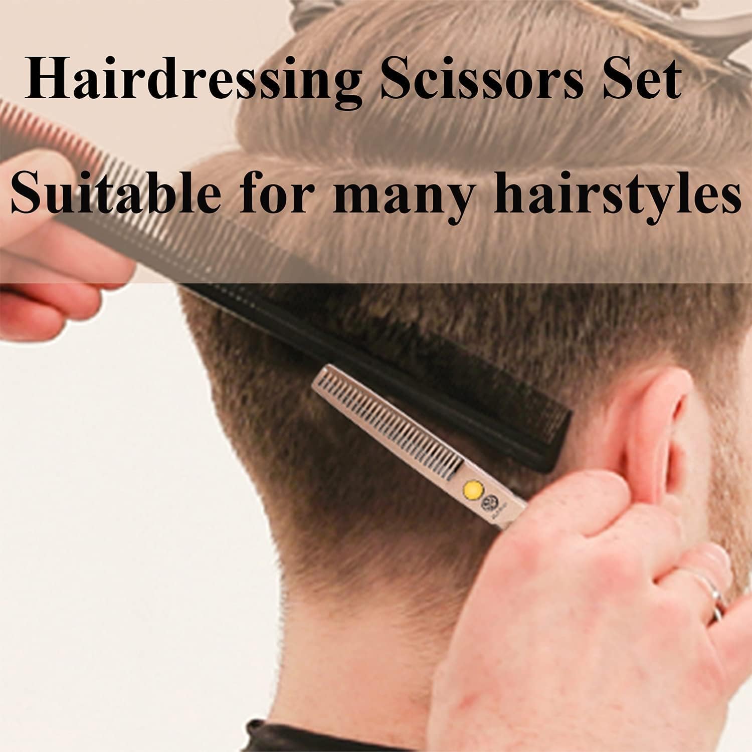 Kit de Ciseaux de Coiffure - 5,5 pouces - inox, peigne acier, or rose, pour cheveux, frange, barbe