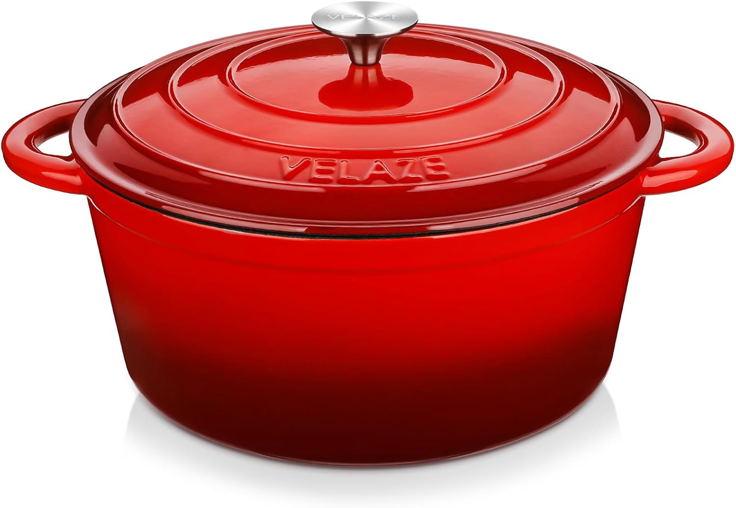 Velaze - Cocotte émaillée ronde 6.5L Ø29cm, induction, rouge