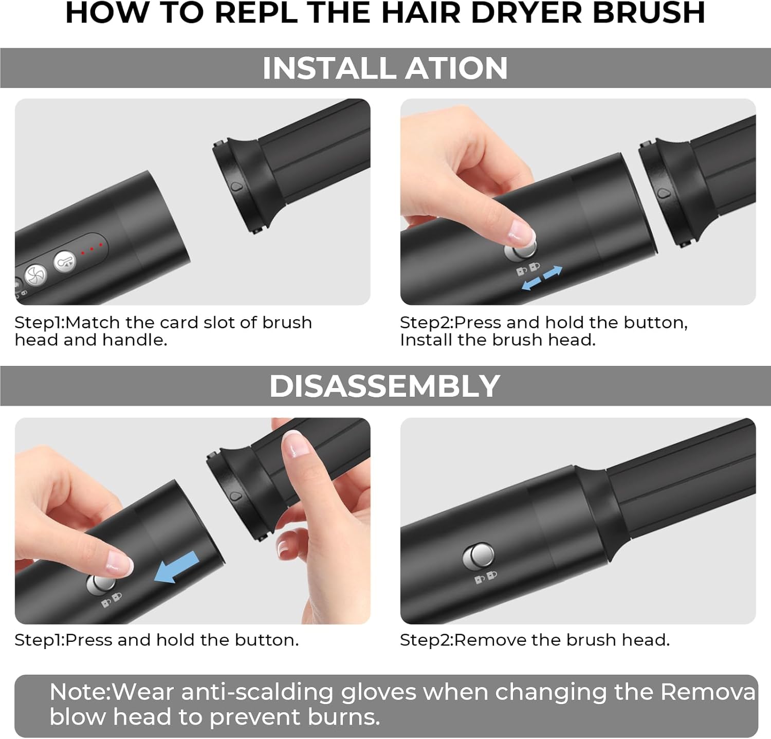 Sèche-cheveux 7 en 1 - 1400W - 3 températures, boucle, lissage