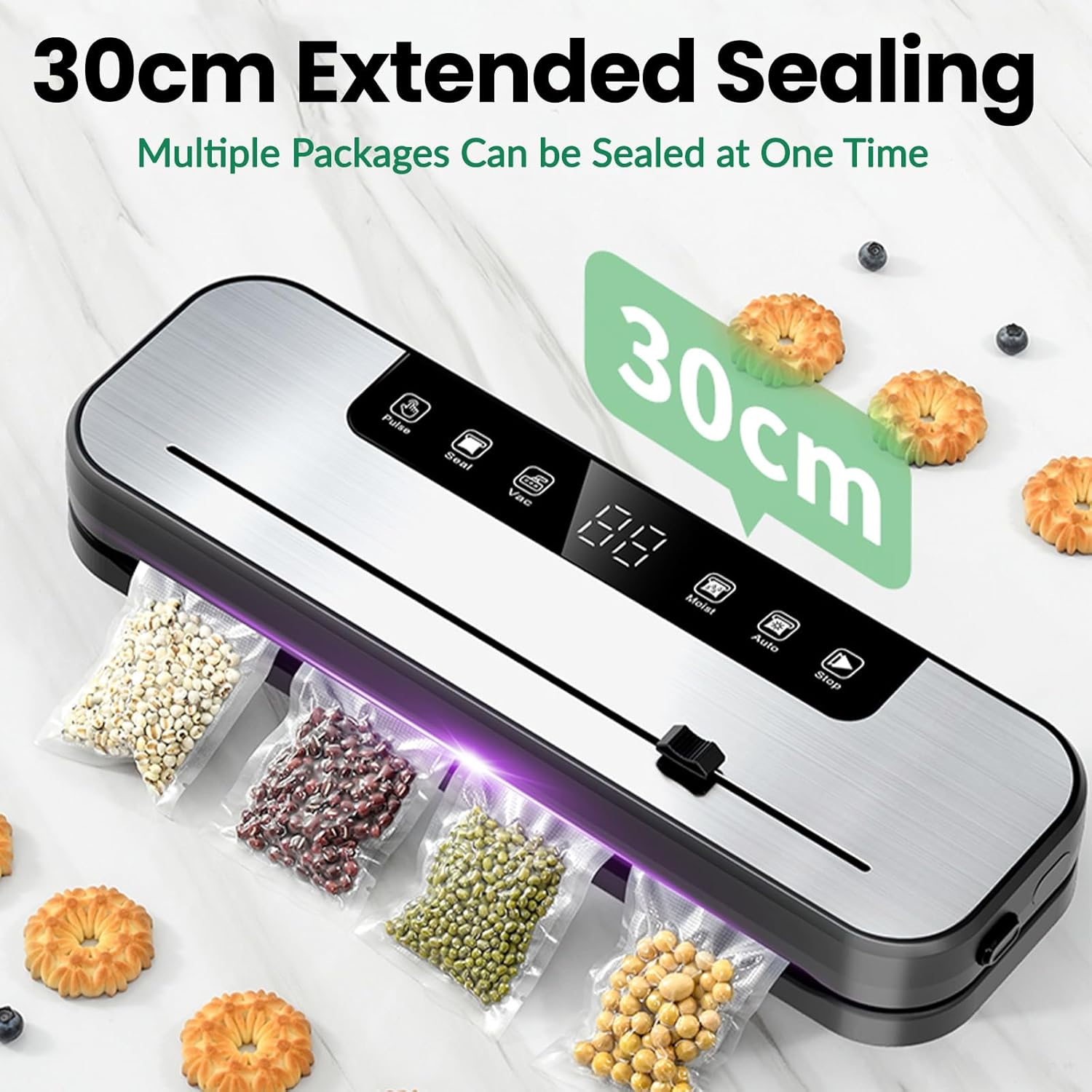 Machine sous vide alimentaire - 6 en 1, 75kPa, mode sec/humide, 50 sacs, couteau