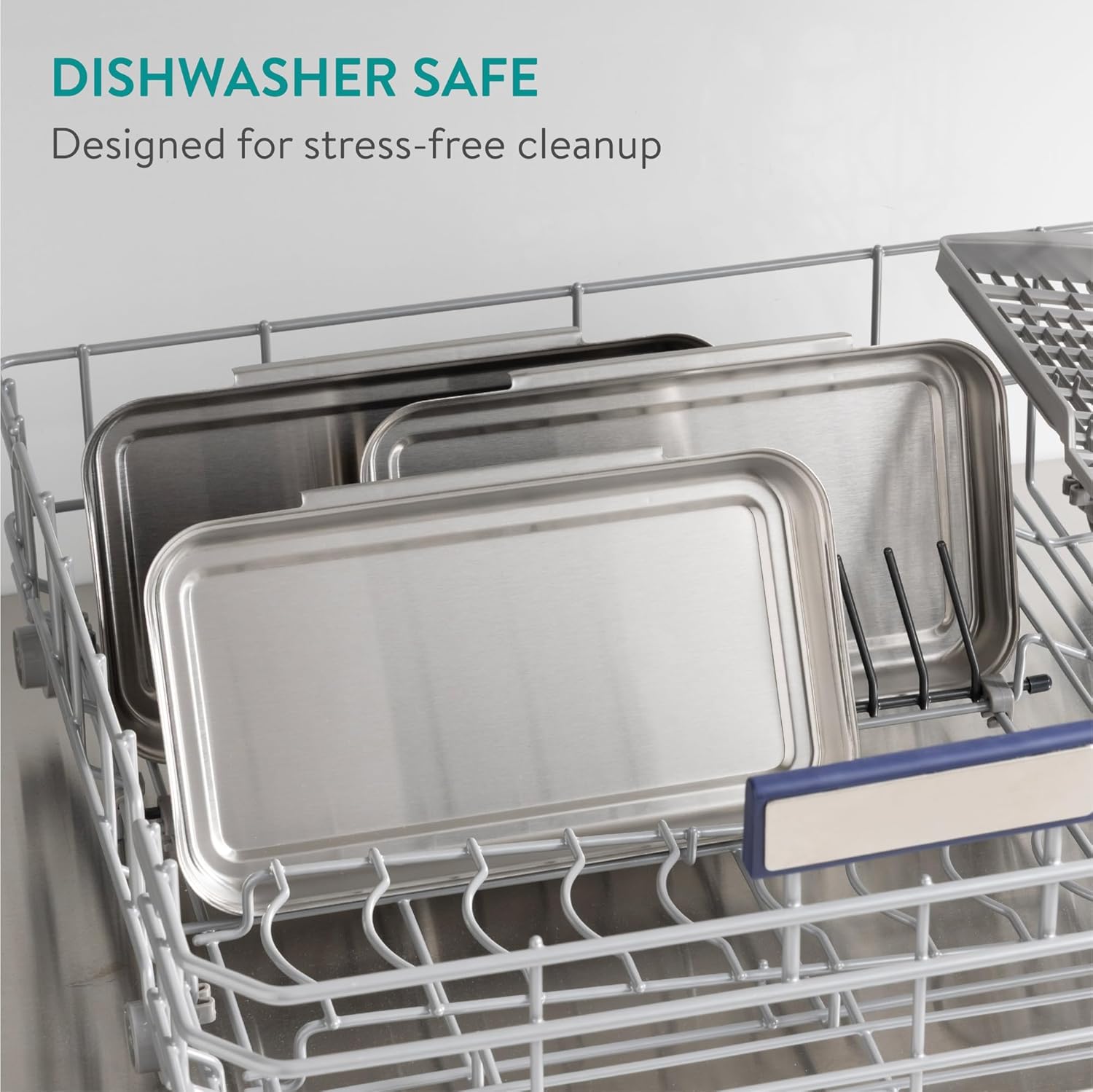 Navaris - Lot de 6 bacs inox - 27x15x3 cm - Four, pâtisserie, lave-vaisselle