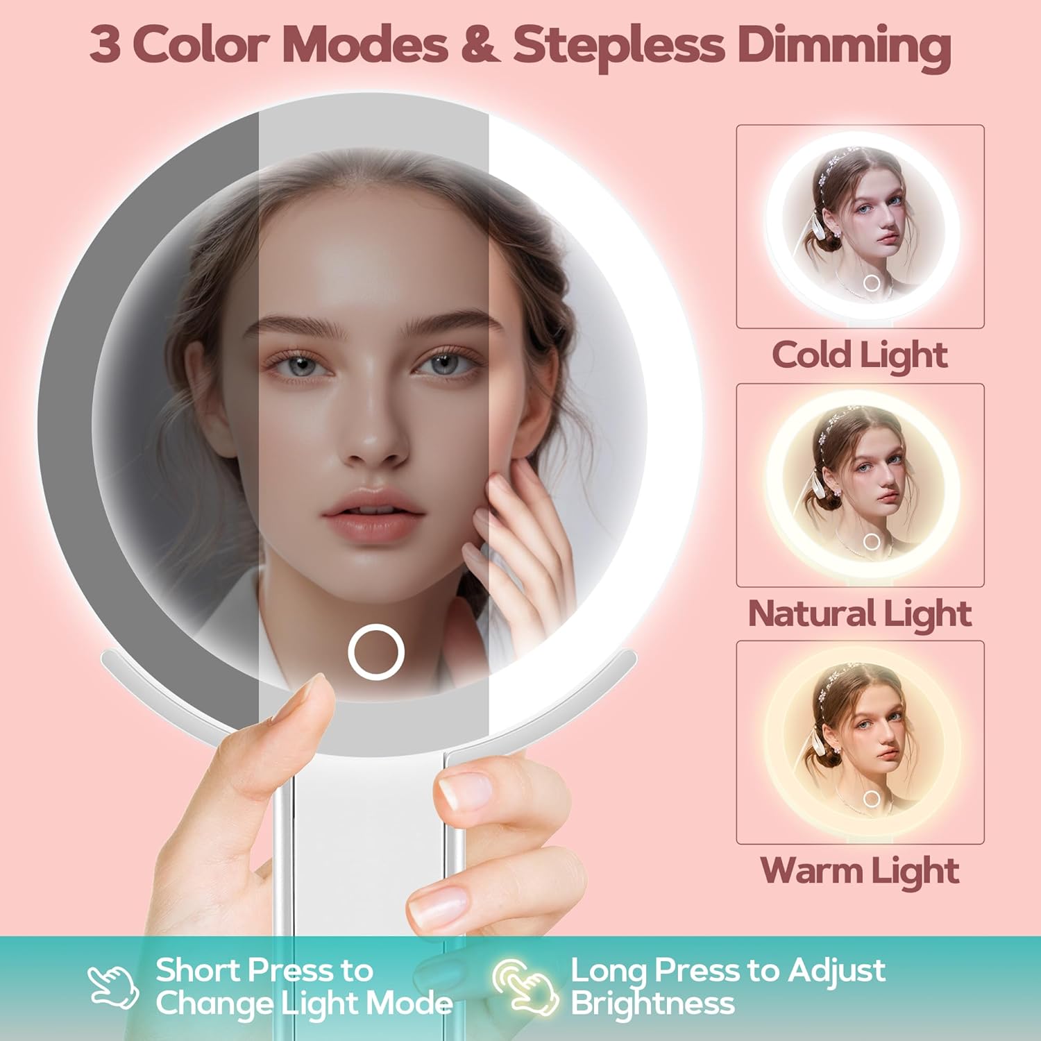 B Beauty Planet - miroir grossissant double face 30X/1X - lumineux, pliable, avec pince à épiler