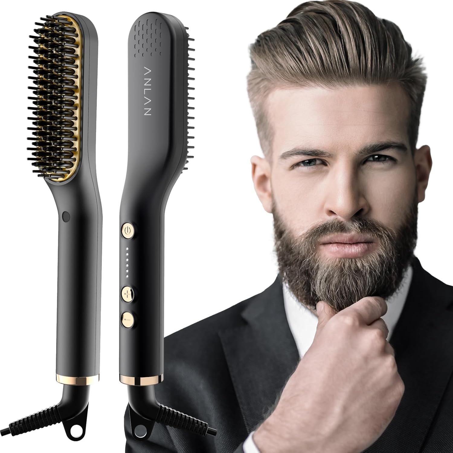 ANLAN - Lisseur Barbe 2 en 1 - température réglable, chauffage rapide