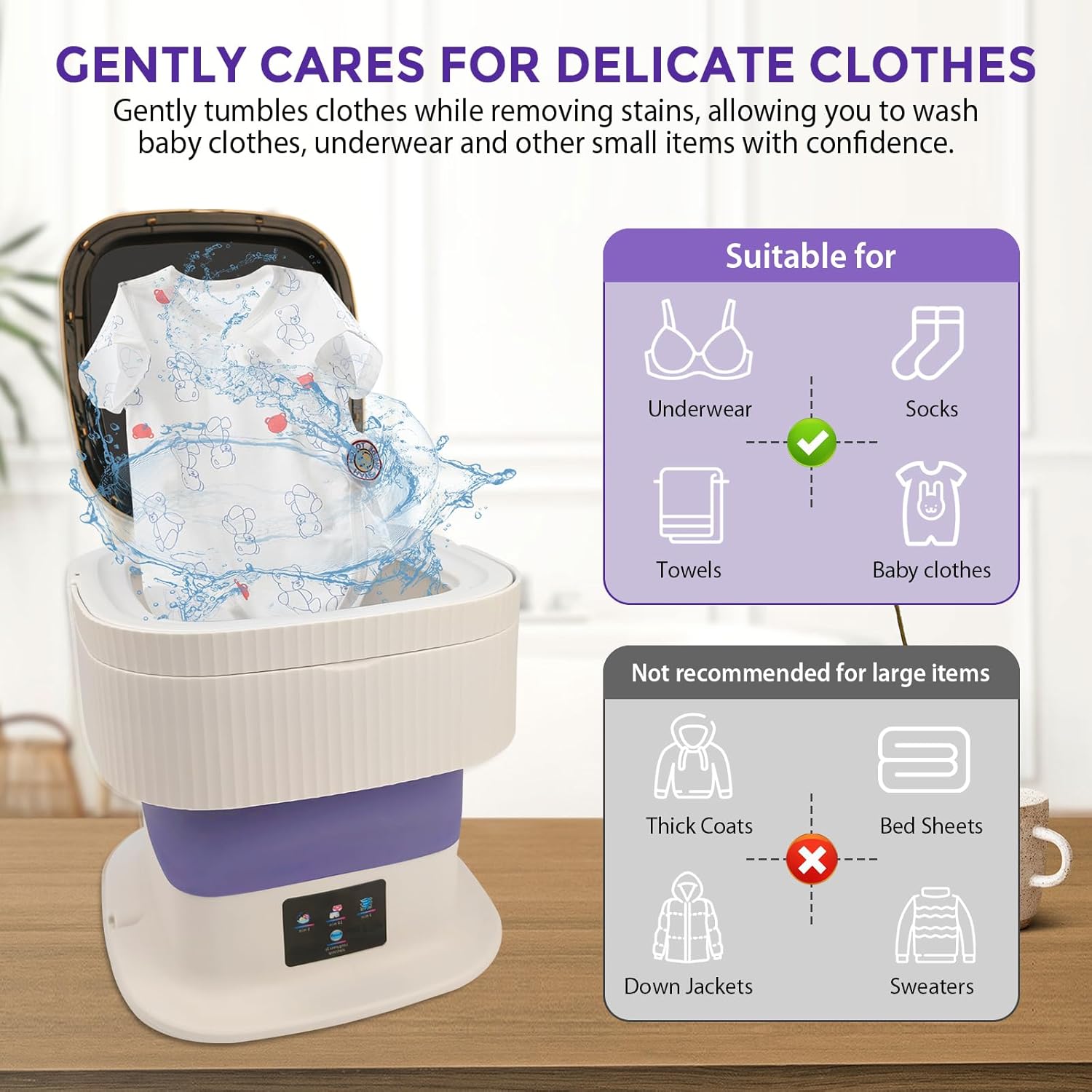 Mini machine à laver portable - 15L - essoreuse, nettoyage en profondeur, idéale camping et voyages