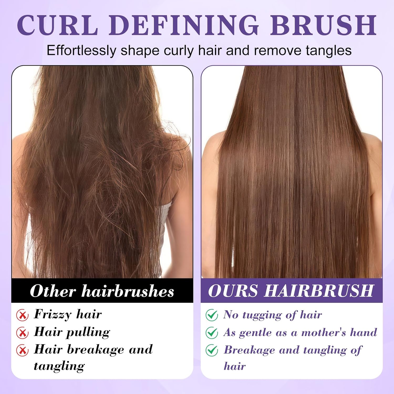 Brosse à friser - violet - design aéré, antistatique, pour boucles définies