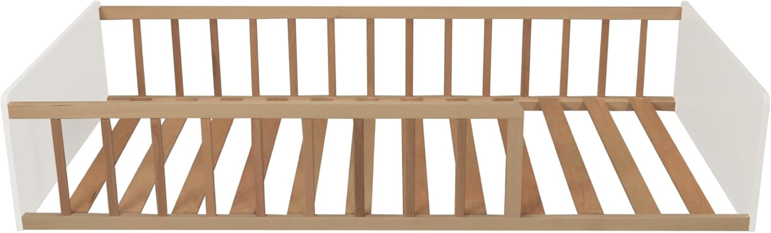 Weber - Pilou - 90x190 cm - lit avec sommier, blanc et bois