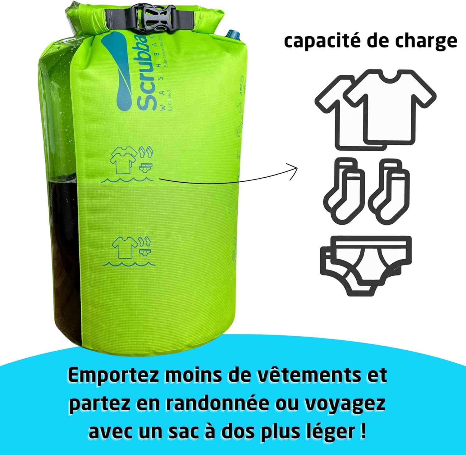Scrubba - Sac Lave-Linge Portatif 2.0 - étanche, essorage compact, voyage