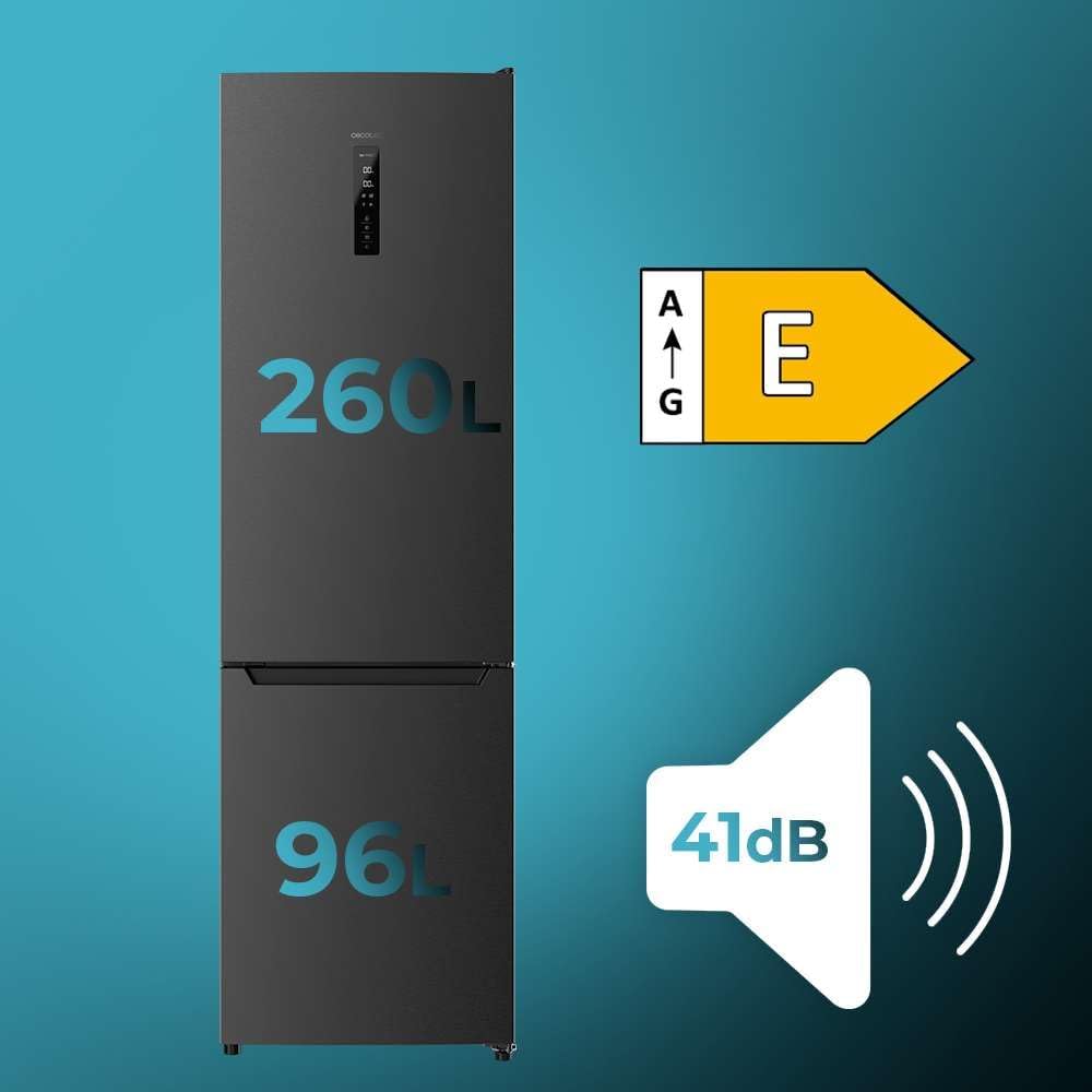 Cecotec - Bolero CoolMarket Combi 356 - 356L inox - No-Frost, Multi Airflow, congélation rapide