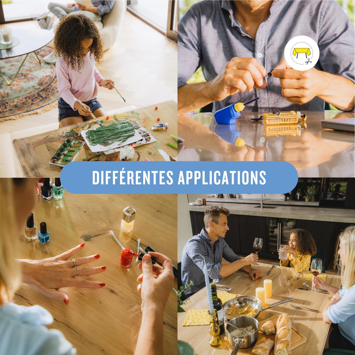 Nappe transparente ronde 95cm, épaisseur 3mm, anti-tache, intérieur/extérieur