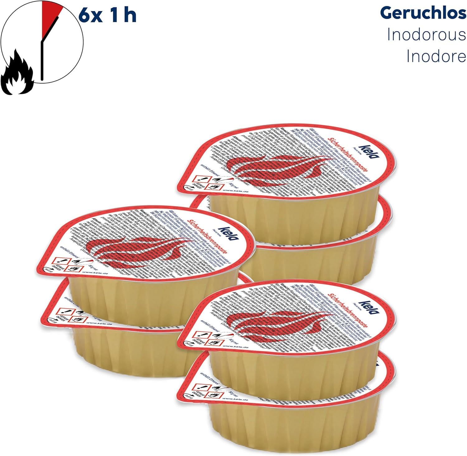 Kela - pâte combustible MAGMA - 6x80g - éthanol, sécurité fondue