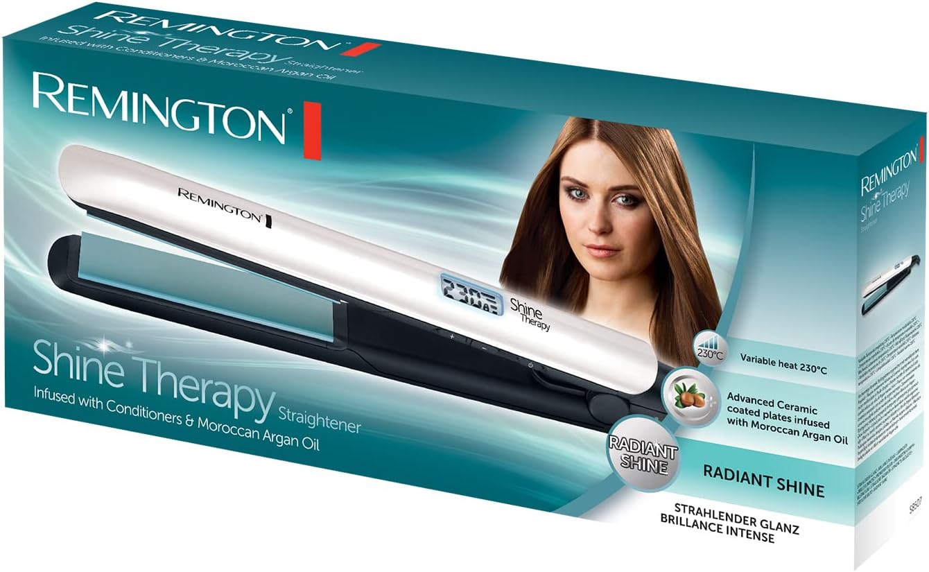 Remington - Lisseur Shine Therapy - plaques slim céramique, soin huile argan, écran LCD, 150-230°C - S8500