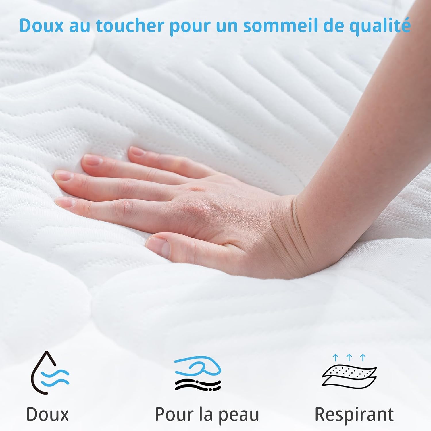 Matelas - 180x200 cm, 7 zones, 10 couches, réversible, soutien H3/H4