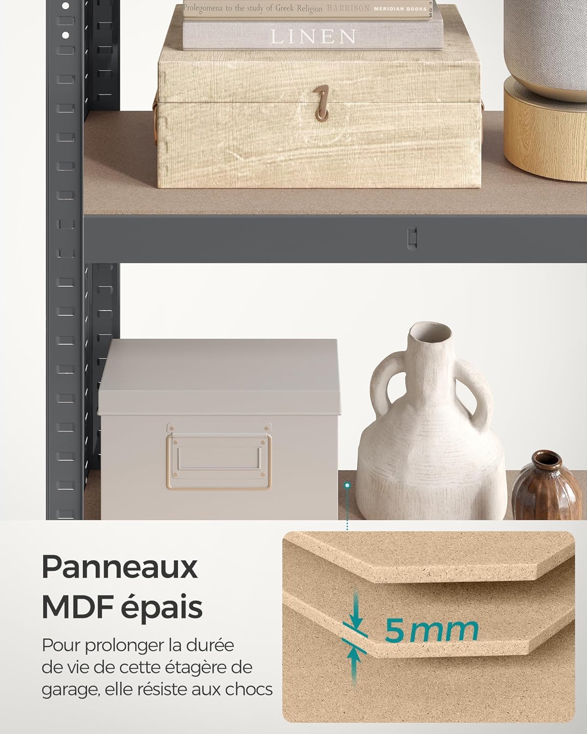 SONGMICS - étagère 5 niveaux, 30x75x150cm, 650kg, gris GLR030G02