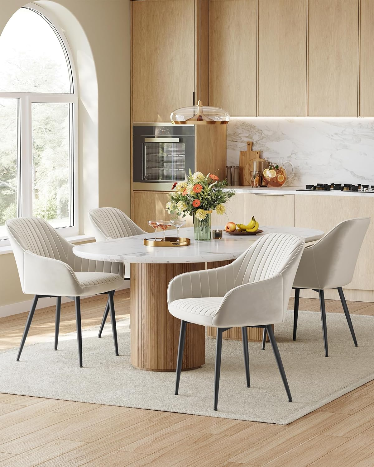 SONGMICS - fauteuil salle à manger velours, accoudoirs, métal, 120kg, LDC087W01