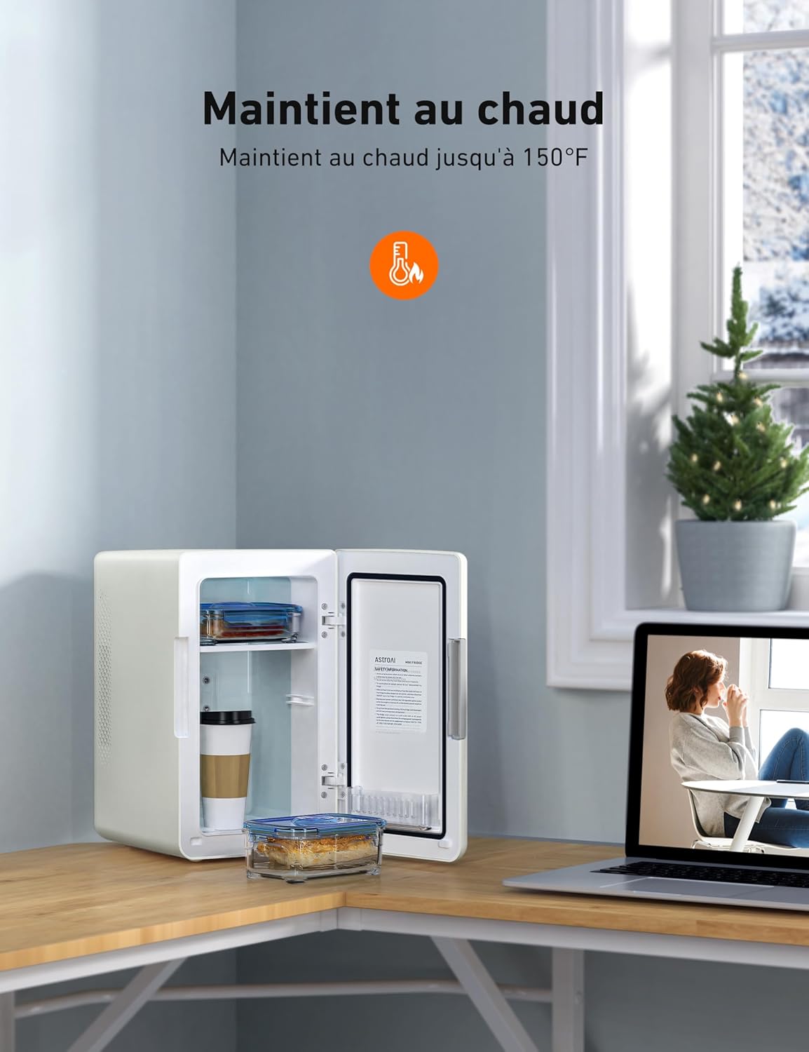 AstroAI - Mini Frigo 6L - 8 canettes - chaud/froid, portable, 12V/220V
