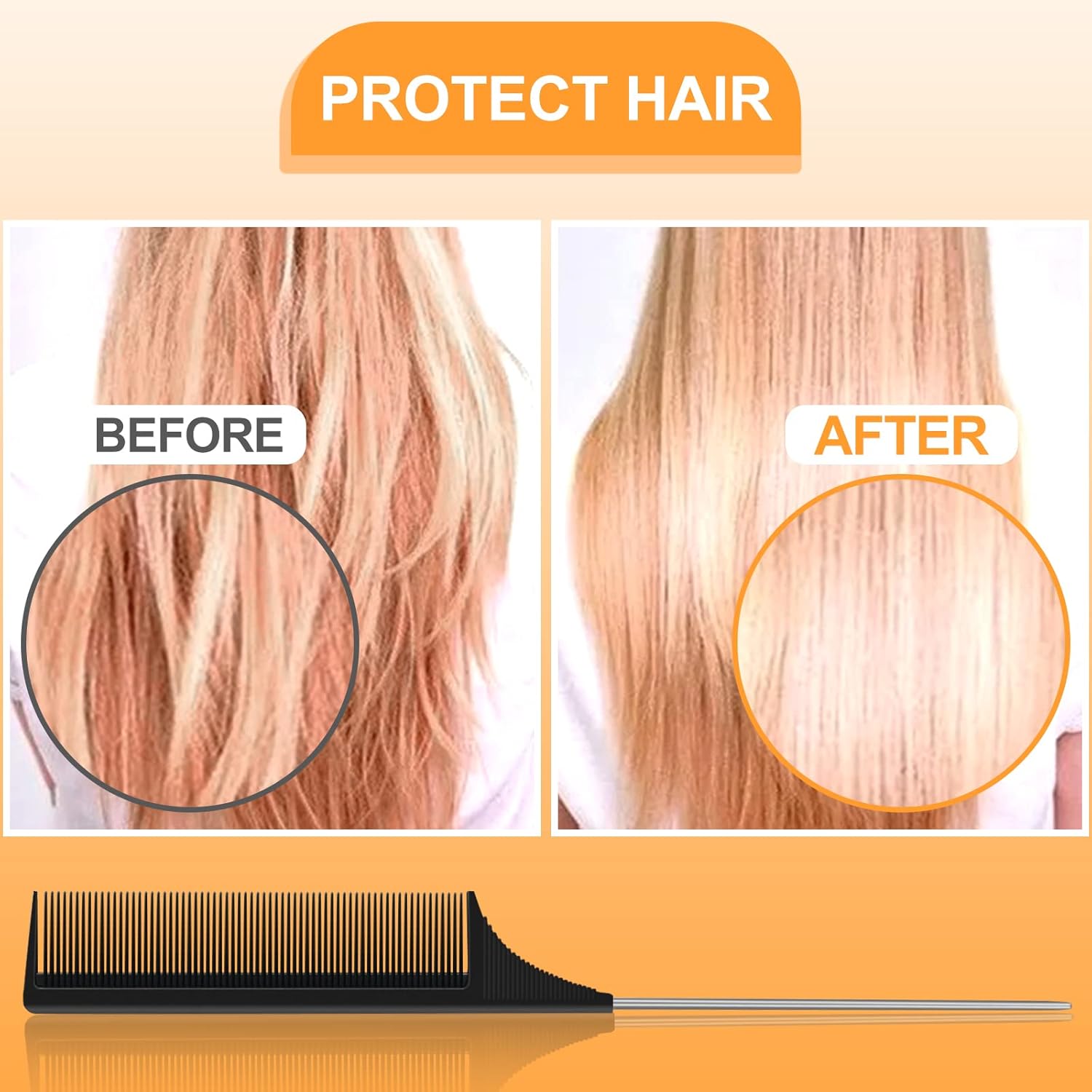 Peigne à queue antistatique - fibre carbone - 22cm - coiffage, séparation, unisexe