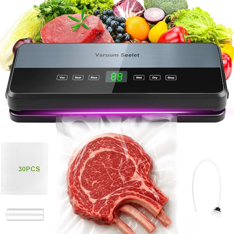 Machine Sous Vide Alimentaire - 6 en 1 - coupeur intégré, tuyau aspiration, sacs inclus