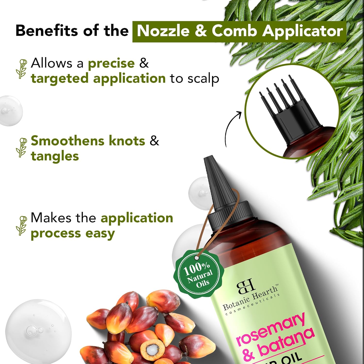 Botanic Hearth - huile capillaire romarin/sureau - 200ml - cheveux forts, sans paraben